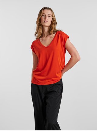 Tričká s krátkym rukávom pre ženy Pieces - oranžová
