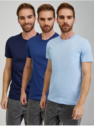 Sada tří pánských basic triček v modré barvě POLO Ralph Lauren