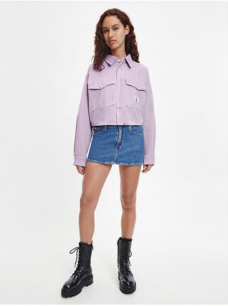 Světle fialová dámská oversize džínová svrchní košile Calvin Klein Jeans