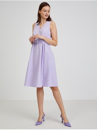 Svetlo fialové dámske kockované šaty ORSAY
