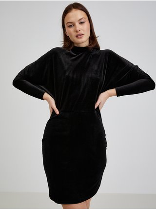 Černé dámské pouzdrové šaty v semišové úpravě ORSAY