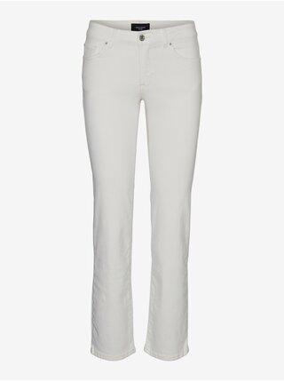 Krémové dámske straight fit džínsy VERO MODA Daf