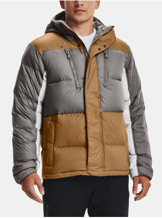 Hnědo-šedá pánská zimní péřová bunda Under Armour UA CGI Down Blocked Jkt-BRN