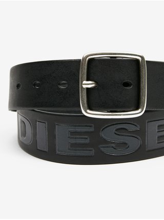 Černý pánský kožený pásek Diesel