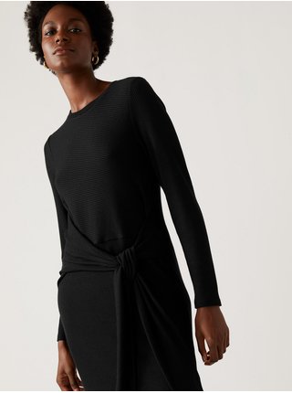 Černé dámské žerzejové žebrované midi šaty Marks & Spencer 