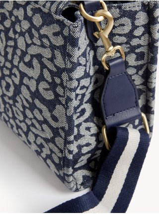 Tmavě modrá dámská vzorovaná kabelka Marks & Spencer  