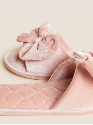 Růžové dámské semišové pantofle Marks & Spencer  