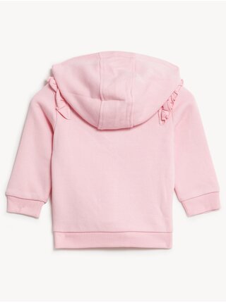 Růžová holčičí mikina na zip s kapucí Marks & Spencer 