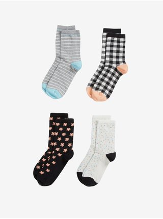 Sada čtyř párů dámských vzorovaných ponožek v šedé a černé barvě Marks & Spencer 