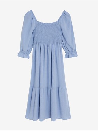Světle modré dámské midi šaty s volánem Marks & Spencer 