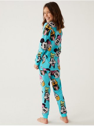 Bílo-tyrkysové holčičí pyžamo s potiskem Marks & Spencer Mickey™ & Minnie™ 