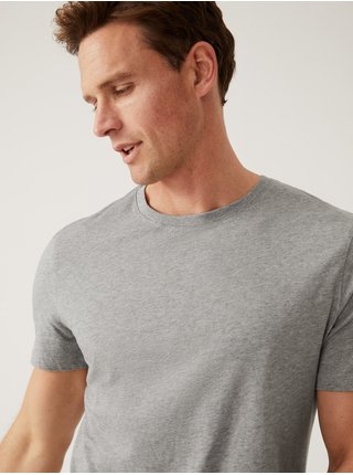 Šedé pánské bavlněné basic tričko Marks & Spencer 