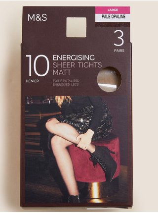 Sada tří párů dámských průsvitných punčochových kalhot 10 DEN s technologií Energising Marks & Spencer 