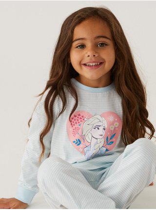Světle modré holčičí proužkované pyžamo s potiskem Marks & Spencer Disney Ledové království™ 
