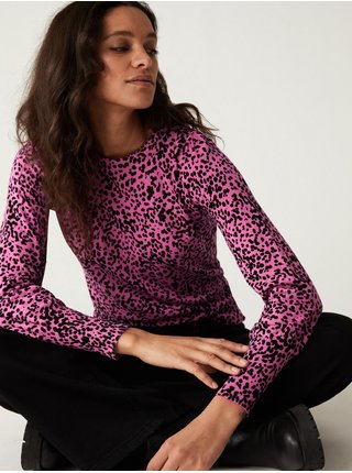 Černo-růžový dámský vzorovaný svetr Marks & Spencer 