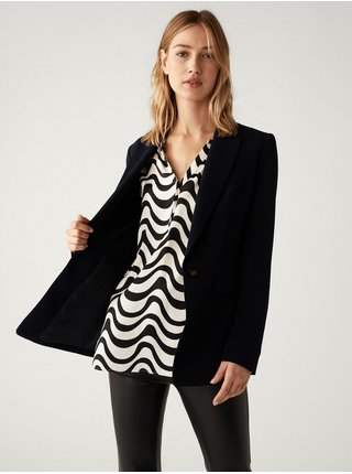 Černo-krémová dámská vzorovaná halenka Marks & Spencer  