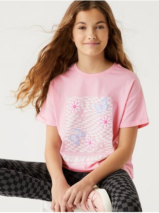 Růžové holčičí tričko Marks & Spencer   