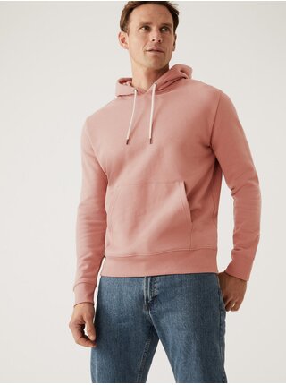 Růžová pánská mikina s kapucí Marks & Spencer  