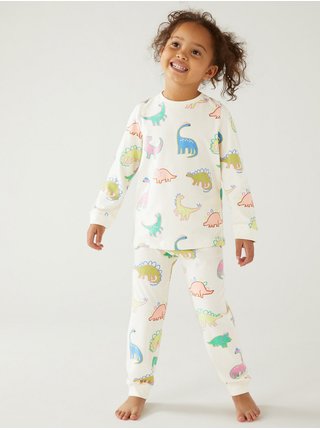 Sada dvou dětských vzorovaných pyžamových souprav v bílé barvě Marks & Spencer  