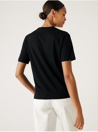 Černé dámské bavlněné basic tričko Marks & Spencer  