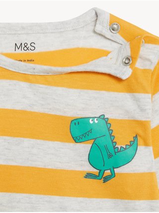 Šedo-oranžové klučičí pruhované tričko Marks & Spencer   