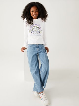 Bílé holčičí tričko s flitry Marks & Spencer  
