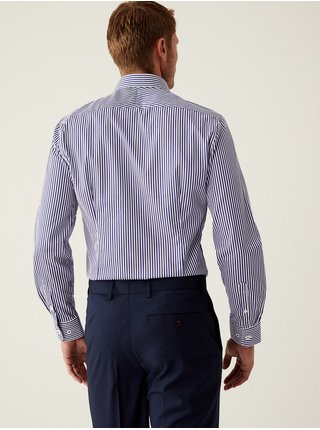 Bílo-modrá pánská pruhovaná slim fit košile Marks & Spencer  