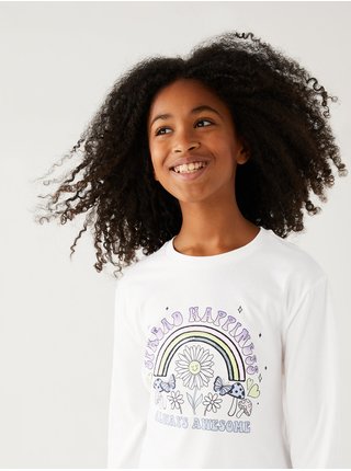 Bílé holčičí tričko s flitry Marks & Spencer  