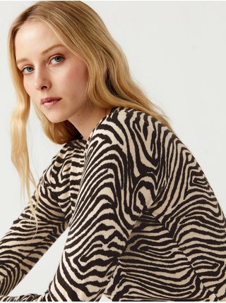 Béžovo-hnědý dámský svetr se zvířecím vzorem Marks & Spencer 