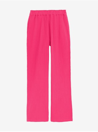Tmavě růžové dámské široké kalhoty Marks & Spencer 