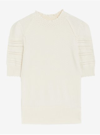 Krémový dámský svetr s krátkým rukávem Marks & Spencer  