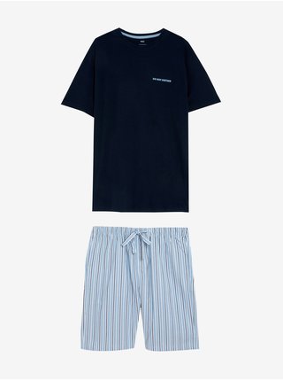Modré pánské bavlněné pyžamo Marks & Spencer  