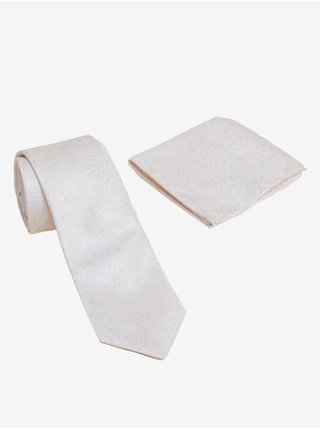 Sada pánské kravaty a kapesníku v krémové barvě Marks & Spencer 