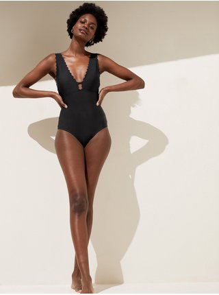 Čierne dámske plavky s vypchávkami Marks & Spencer