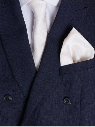 Sada pánské kravaty a kapesníku v krémové barvě Marks & Spencer 