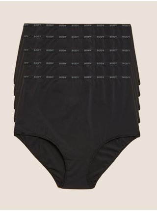 Sada piatich dámskych nohavičiek do pásu v čiernej farbe Marks & Spencer