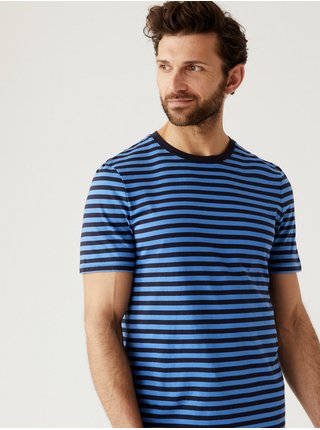 Modré pánské pruhované tričko Marks & Spencer   