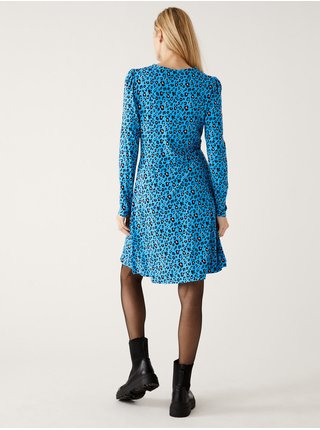 Černo-modré dámské žerzejové mini šaty se zvířěcím vzorem  Marks & Spencer 