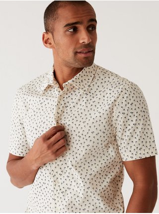 Krémová pánská vzorovaná košile Marks & Spencer  