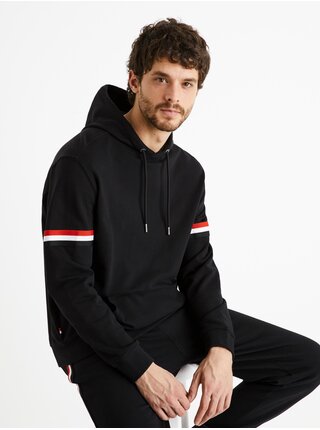 Černá pánská bavlněná mikina s kapucí Celio Devote 