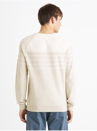 Bílo-krémový pánský bavlněný svetr s pruhy Celio Depicray 