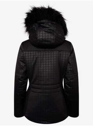 Černá dámská vzorovaná lyžařská bunda s kapucí a umělým kožíškem Dare 2B Prestige