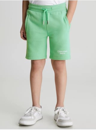 Světle zelené klučičí teplákové kraťasy Calvin Klein Jeans