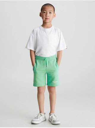 Svetlo zelené chlapčenské teplákové kraťasy Calvin Klein Jeans