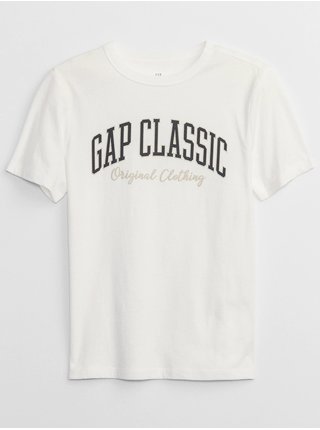 Bílé klučičí bavlněné tričko s nápisem GAP 