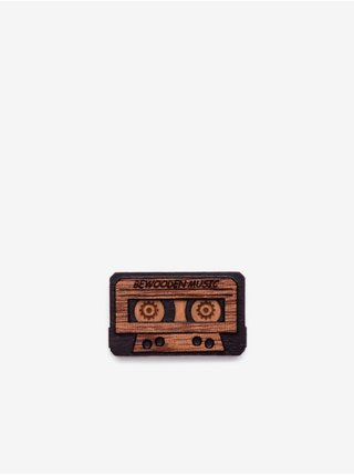 Hnědá dřevěná brož BeWooden Cassette Brooch