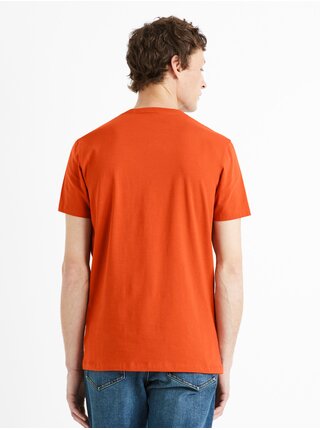Oranžové pánské basic tričko Celio Neunir 