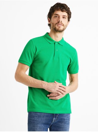Zelené pánské bavlněné polo tričko Celio Teone 