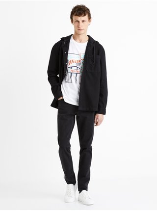 Černá pánská džínová košile s kapucí Celio Dadenim  