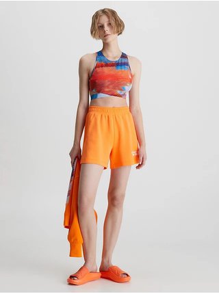 Oranžové dámske teplákové kraťasy Calvin Klein Jeans